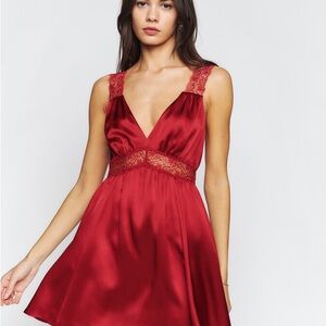 Reformation Elina Red Silk Dress